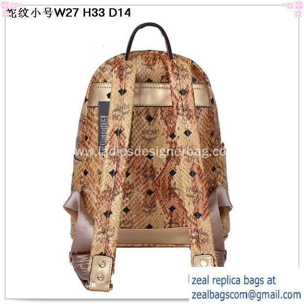 High Quality Replica MCM Armour Small Backpack Snake Leather MC2095S Gold - Click Image to Close